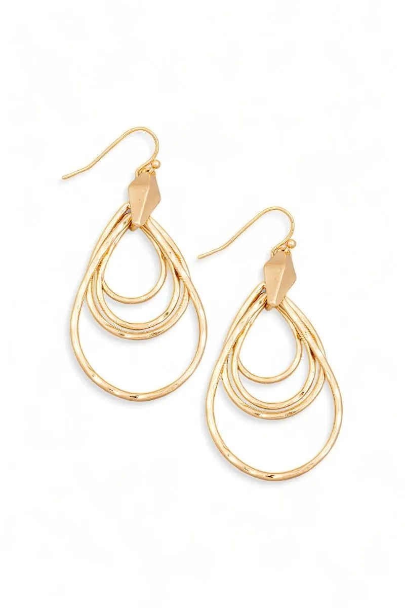 Triple Teardrop Cutout Drop Hoop Earrings