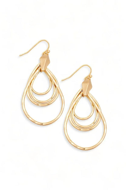 Triple Teardrop Cutout Drop Hoop Earrings