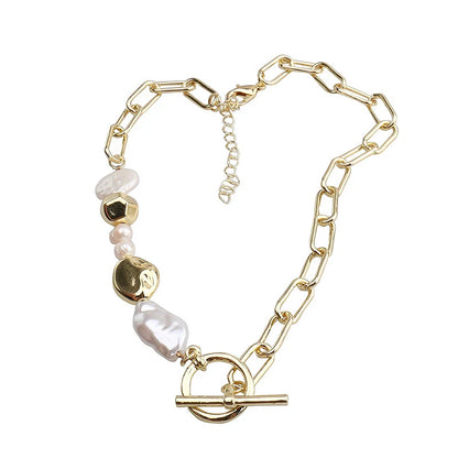 Box Chain Toggle Clasp Gold Color Necklaces Mixed Linked Circle Necklaces for Women Minimalist Choker Necklace Jewelry