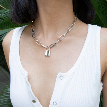 Box Chain Toggle Clasp Gold Color Necklaces Mixed Linked Circle Necklaces for Women Minimalist Choker Necklace Jewelry