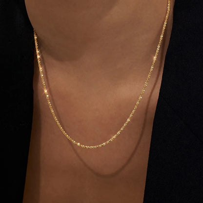 Gold/Silver Color Flat Shiny Glossy Chain Necklaces Minimalist Statement Elegant Chokers for Women Jewelry 2021 Hot