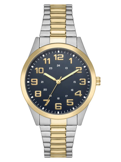 Men'S Watch: 2-Tone Silver/Gold Case, Blue Easy Read Dial, 2-Tone Silver/Gold Expansion Band (FMDOGE043)
