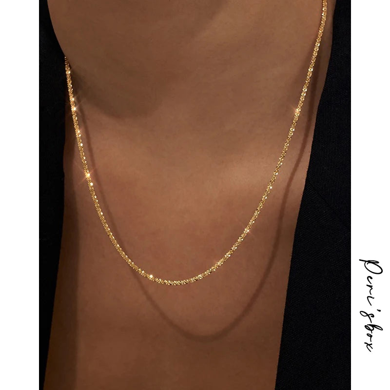 Gold/Silver Color Flat Shiny Glossy Chain Necklaces Minimalist Statement Elegant Chokers for Women Jewelry 2021 Hot