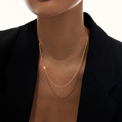 Gold/Silver Color Flat Shiny Glossy Chain Necklaces Minimalist Statement Elegant Chokers for Women Jewelry 2021 Hot