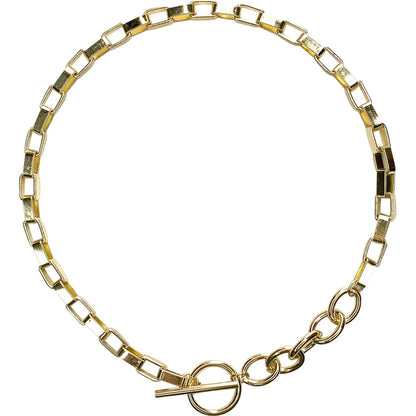 Box Chain Toggle Clasp Gold Color Necklaces Mixed Linked Circle Necklaces for Women Minimalist Choker Necklace Jewelry