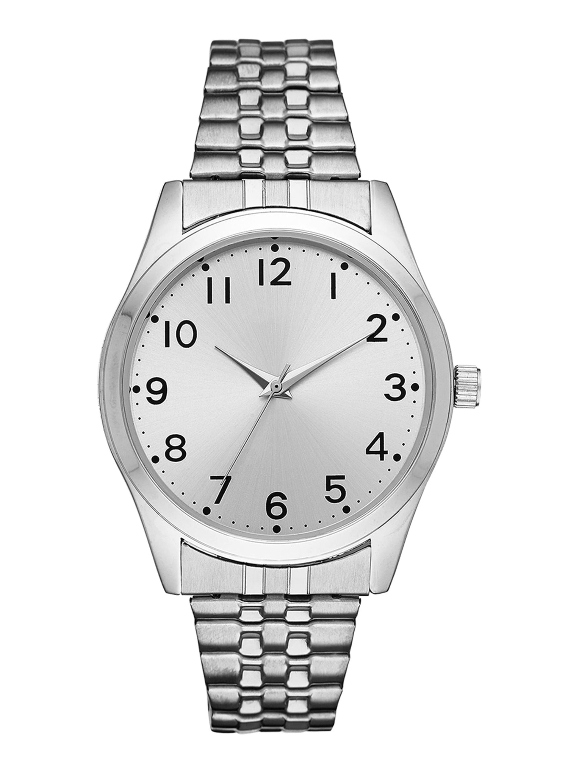 Men'S Watch: Silvertone Case, Silver Easy Read Dial, Silvertone Expansion Band (FMDOGE024)