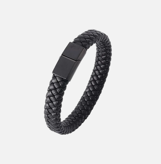 Black Leather Bracelet - Men