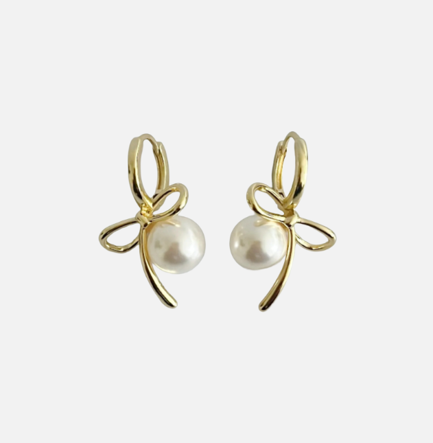 Bowed with Pearl Drop Earrings - Women