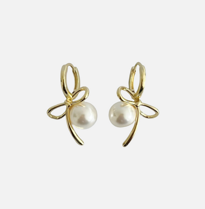 Bowed with Pearl Drop Earrings - Women