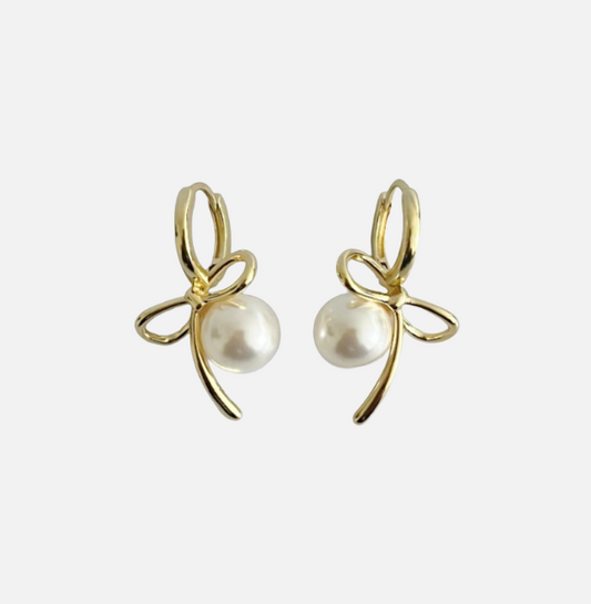 Bowed with Pearl Drop Earrings - Women