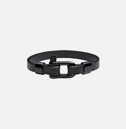 Morelle All Black Leather Bracelet - Men