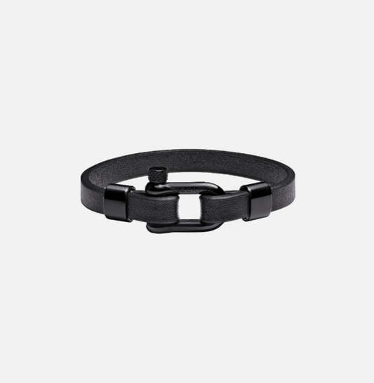 Morelle All Black Leather Bracelet - Men