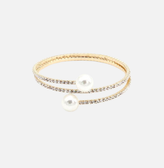 Spiral Bracelet With Pearls - Women