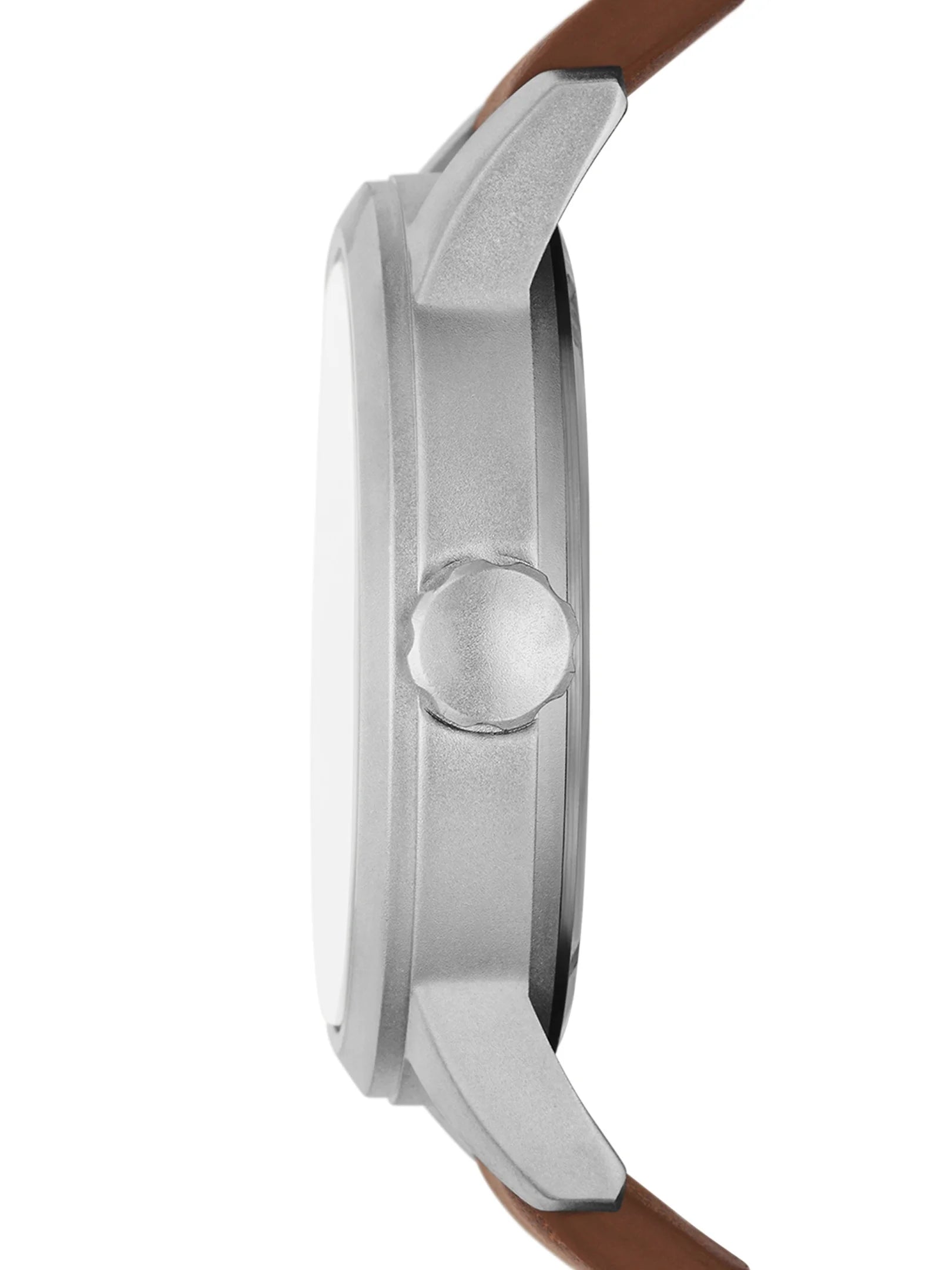 Men'S Watch: Matte Silver Tone Case, off White Easy Read Dial, Tan Vegan Leather Band (FMDOGE048)