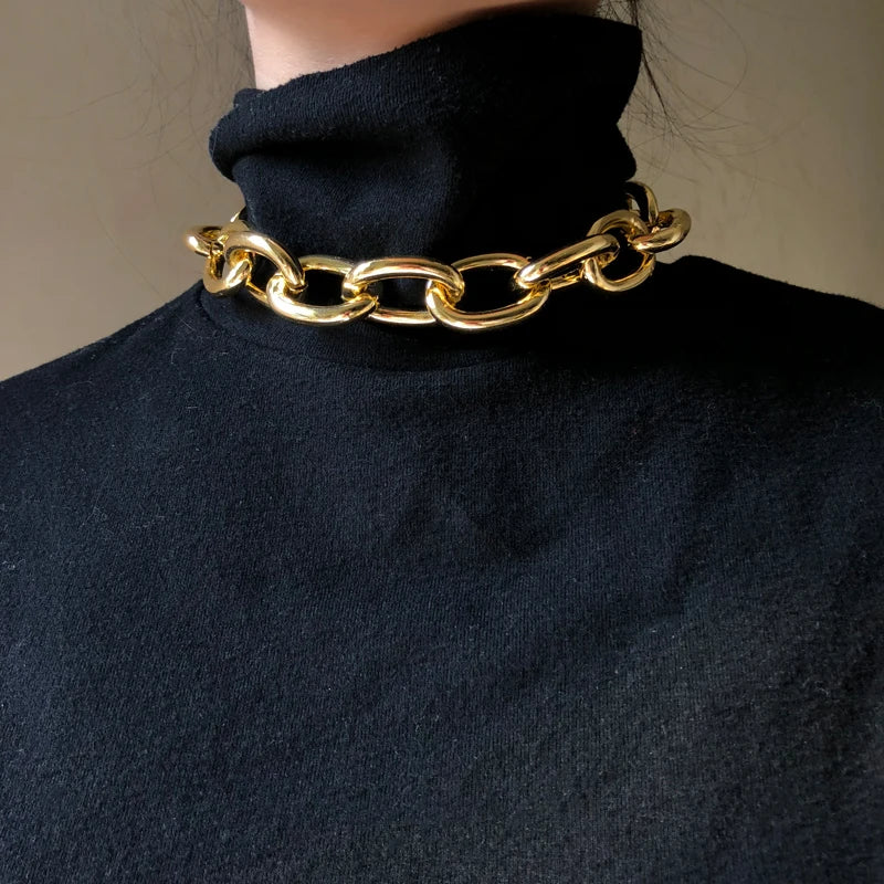 Box Chain Toggle Clasp Gold Color Necklaces Mixed Linked Circle Necklaces for Women Minimalist Choker Necklace Jewelry