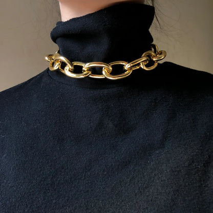 Box Chain Toggle Clasp Gold Color Necklaces Mixed Linked Circle Necklaces for Women Minimalist Choker Necklace Jewelry