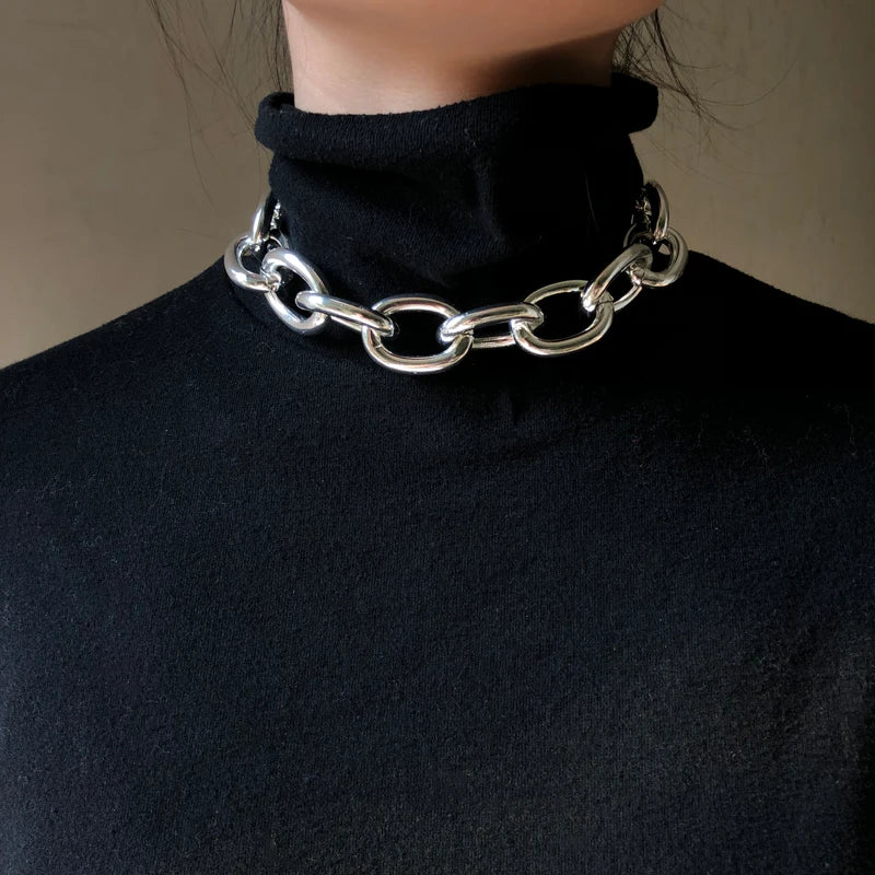 Box Chain Toggle Clasp Gold Color Necklaces Mixed Linked Circle Necklaces for Women Minimalist Choker Necklace Jewelry