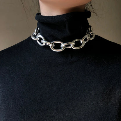 Box Chain Toggle Clasp Gold Color Necklaces Mixed Linked Circle Necklaces for Women Minimalist Choker Necklace Jewelry